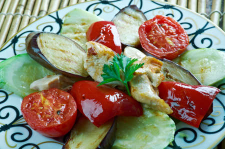 sadzh - Azerbaijan dish,mix of grilled meat and vegetables.の写真素材