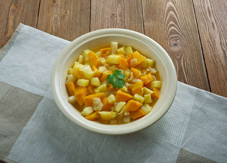 Kuerbiseintopf Pumpkin soup Eintopf Germanの写真素材