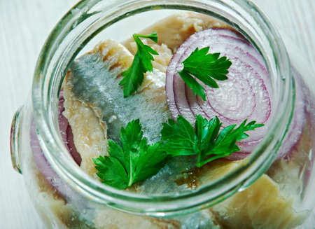 Finnish marinated herring etikkasilliの写真素材