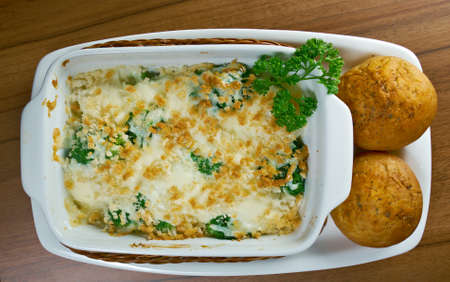 Baked cauliflower ,broccoli in bechamel sauce.の写真素材