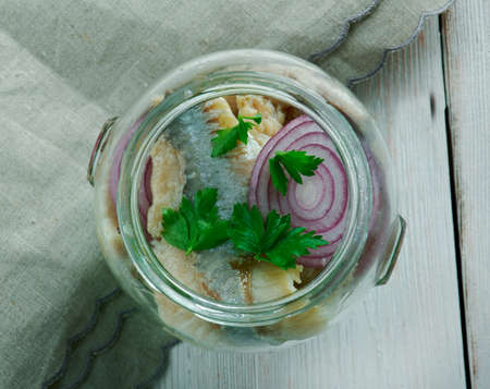 Finnish marinated herring etikkasilliの写真素材