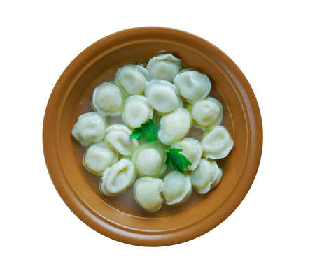 Dushbara - traditional Azerbaijani dish of dumplingsの写真素材