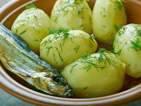 Finnish new potatoes, Uudet perunatの写真素材