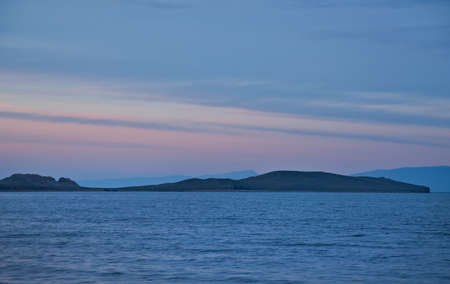 View of the island Oltrek, Maloe More strait, lake Baikalの写真素材