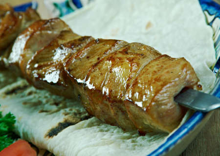 Shashlik (shish kebab). beef making roastedの写真素材