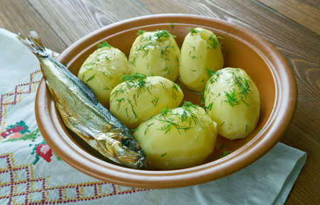 Finnish new potatoes, Uudet perunatの写真素材