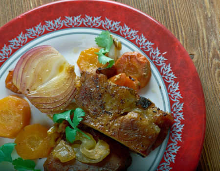 Roasted iberico pork loin close upの写真素材