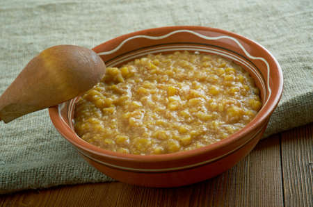 Bryja . Slush - a rare porridge or zacierka, dish characteristic of the ancient Germans, Celts and Slavs drawn up on the basis of overcooked beans or porridge,の写真素材
