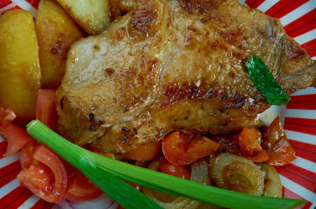 sipulipihvi - Onion steak.Finnish version of pork steakの写真素材