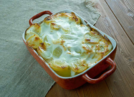 Fish And Fennel Potato Pie with Crunchy Potato Toppingの写真素材