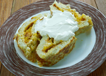 Roll of potato pancakes - deruny.Belarusian cuisineの写真素材