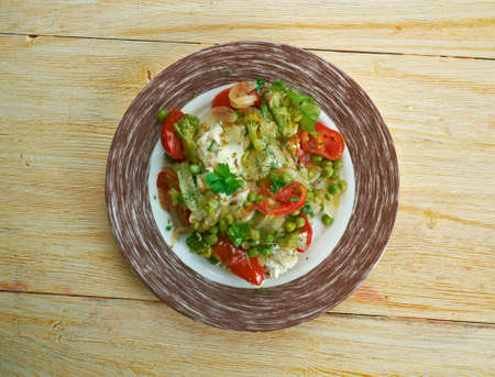 Baked Cod Provencal.French seafood dishの写真素材