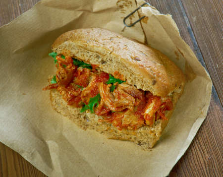 Rou jia mo  street food originating from Shaanxi Province and now widely consumed all over Chinaの写真素材