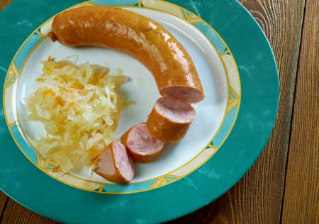 Carniolan sausage with sauerkraut  - Slovenian sausage most similar to what is known as kielbasa or...