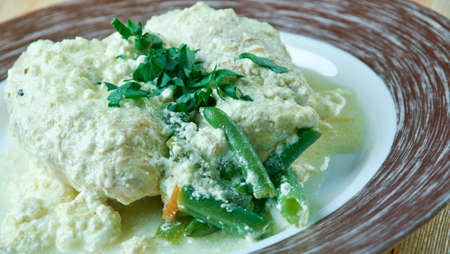 Norfolk Turkey Breast  in ,Kilncraft Blue Cream. close upの写真素材