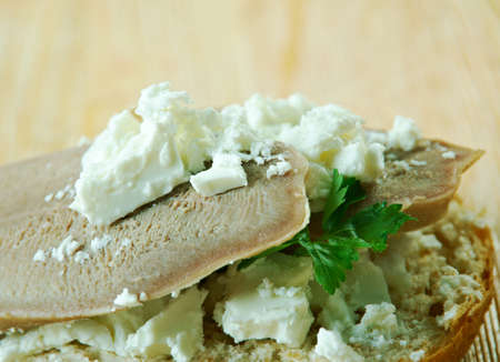 Tongue toast  open sandwich prepared with sauteed beef tongue の写真素材