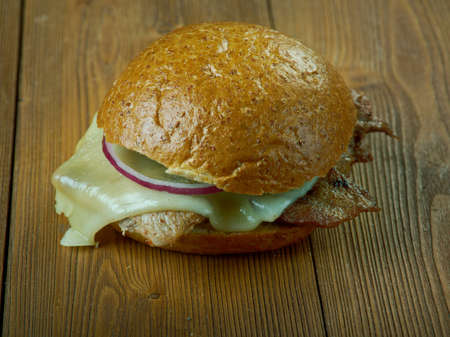 Sandwich Barros Luco  popular hot sandwich in Chile that includes beef and melted cheeseの写真素材