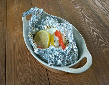  Homemade Jamaican coconut fish parcels.Caribbean cuisineの写真素材