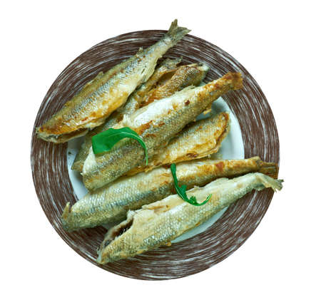Fried smelt the Hamburg style. close up