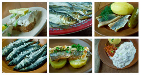 Food set of different   Herring . collageの写真素材