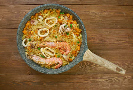 Spanish seafood Paella de Marisco, Paella Marineraの写真素材