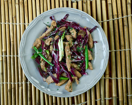 Moo shu pork dish of northern Chinese.  American Chinese cuisineの写真素材