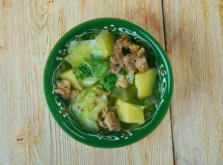 Fah - Fah  -  Soupe Soupe Djiboutienne. classic dish made typically of goat meat with vegetables and green chiliesの写真素材