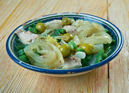 Tajine Msir Zeetoon - Moroccan Chicken with lemons and three types of olivesの写真素材