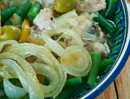 Tajine Msir Zeetoon - Moroccan Chicken with lemons and three types of olivesの写真素材