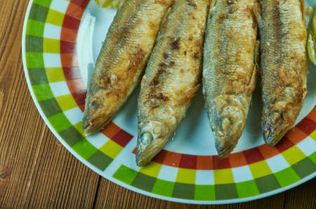 Deep-Fried Turmeric Smelts. close upの写真素材