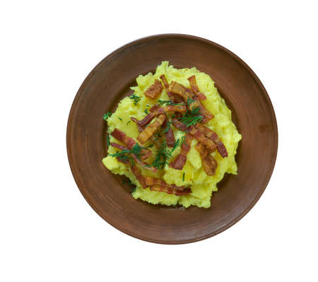 Braendende kaerlighed   - Danish potatoes with fried baconの写真素材