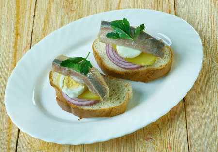 Marinated Fish Canapes . Party Foodの写真素材
