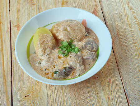 Tilliliha Stewed with dill beef with sweet and sour sauce. Finnish cuisine