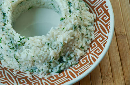 Taze Otlu Pilav Tarifi.Pilaf with fresh herbsの写真素材