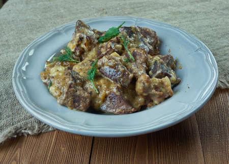 makskastmes - Braised in liver sauce .estonian cuisineの写真素材