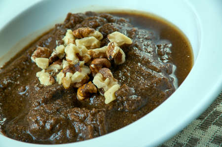 Tsuev porridge with walnuts. Georgian cuisineの写真素材