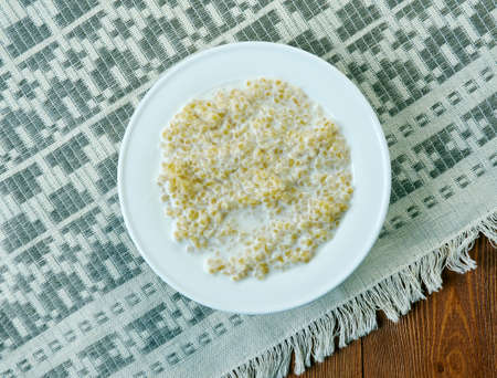 Helmipuuro - Finnish dairy semolina porridge.の写真素材