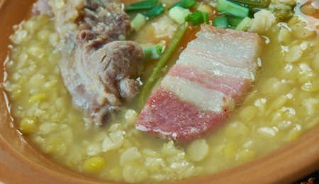 galitska gorohivka - Carpathian pea soup with pork ribs and hamの写真素材