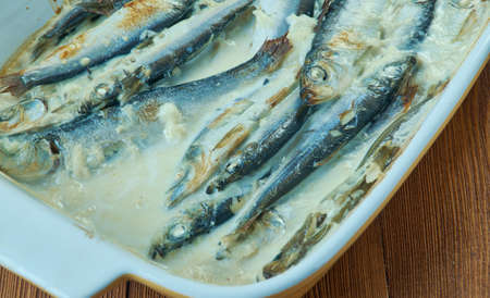 Hautatud rjamed - Estonian stew in milk  Baltic herringの写真素材