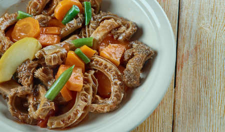 Tripes a la mode de Caen -traditional dish of the cuisine of Normandy, France.
