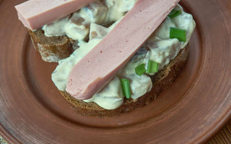 silkumayzes - Estonian sandwich with herring and sausageの写真素材