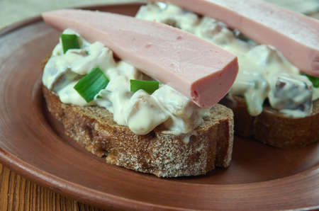 silkumayzes - Estonian sandwich with herring and sausageの写真素材