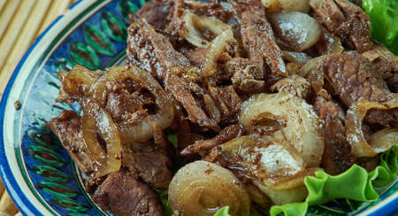 Empal gepuk - Sundanese  Indonesian sweet and spicy fried beef dishの写真素材