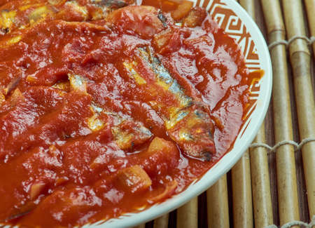 Nethili Meen Kulambu - traditional fish curry recipe from Tamil Nadu.Anchovy fish curry,Traditional South Indian cuisineの写真素材