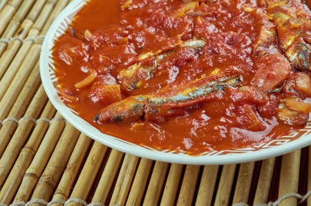 Nethili Meen Kulambu - traditional fish curry recipe from Tamil Nadu.Anchovy fish curry,Traditional South Indian cuisineの写真素材