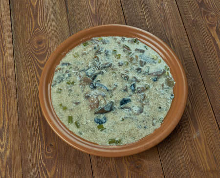 Ciulama - Romanian dish with mushrooms and white sauce.の写真素材