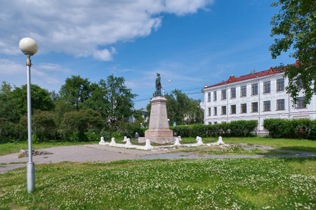 Arkhangelsk. Monument to the Russian Emperor Peter the Greatのeditorial素材