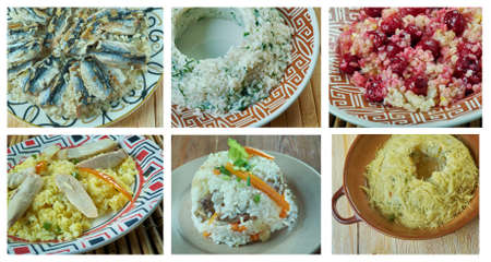 Food set of different pilaf . collageの写真素材