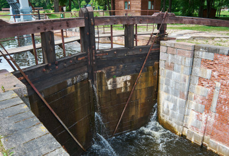 Gateways sluice (locks) on the Augustow Canal July 8, 201のeditorial素材
