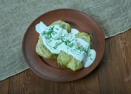 Stuffed cabbage Lithuania, With mushrooms and pearl barleyの写真素材